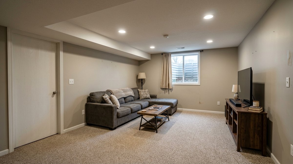 Plain finished basement room in a Yankton resale home.
